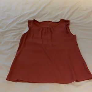 Apricot/terra cotta flutter sleeveless top